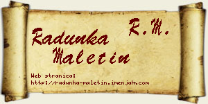 Radunka Maletin vizit kartica
